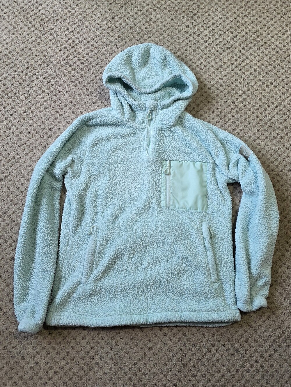Roxy Women's Mint Green Sherpa Quarter Zip Hoodie